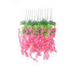 GloboStar® Artificial Garden HOT PINK WISTERIA FLOWER BRANCH 21512 Σετ 12 Τεχνητά Διακοσμητικά κλαδιά Βιστέριας Έντονο Ροζ Φ45 x Υ120cm - Image 2