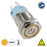 GloboStar® 70784 LED Φωτιζόμενος Διακόπτης Χωνευτός - Μπουτόν On/Off Ανοξείδωτος DC 12V με Angel Eye Αδιάβροχο Φ18mm IP67 Πορτοκαλί - Image 4