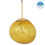 GLOBOSTAR® DIXAR 01462 Μοντέρνο Κρεμαστό Φωτιστικό Οροφής με Ντουί 1 x E27 AC 220-240V IP20 - Χρυσό Φιμέ - Μ28 x Π28 x Υ40cm