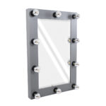 GloboStar® MAKEUP MIRROR-60x90-6 Μοντέρνος Καθρέπτης Μακιγιάζ με Πλαίσιο Φυσικού Ξύλου με Διακόπτη On/Off 10 x E27 AC220-240V - Μ60 x Π7 x Υ90cm - Γκρι Ανθρακί - Image 2