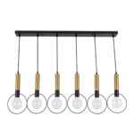 GLOBOSTAR® OLVERO 00776 Μοντέρνο Κρεμαστό Φωτιστικό Οροφής με Ντουί 6 x E27 AC 220-240V IP20 - Μαύρο & Χρυσό - Μ110 x Π18 x Y130cm - Image 2
