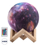 GloboStar® MOON 79616 Επιτραπέζιο Φωτιστικό Πορτατίφ LED 4W 200lm 360° DC 5V IP20 RGBW Dimmable Πολύχρωμο Πλαστικό με Μπεζ Ξύλο - Μ15 x Π15 x Υ19cm - 2 Xρόνια Εγγύηση - Image 2