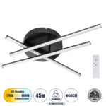 GLOBOSTAR® DRACO 61093 Μοντέρνο Φωτιστικό Οροφής LED 45W 5535lm 120° AC 220-240V IP20 Ρυθμιζόμενο Λευκό CCT με Χειριστήριο από 2700K έως 6000K Dimmable - Lumileds SMD Chip - Μαύρο Ματ - Μ50 x Π50 x Υ11cm - 3 Χρόνια Εγγύηση - Image 2