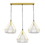 GLOBOSTAR® EIFFEL 61571 Vintage Κρεμαστό Φωτιστικό Οροφής με Ντουί 3 x E27 AC 220-240V IP20 - Χρυσό & Λευκό - Μ68 x Π25 x Υ130cm - Image 2