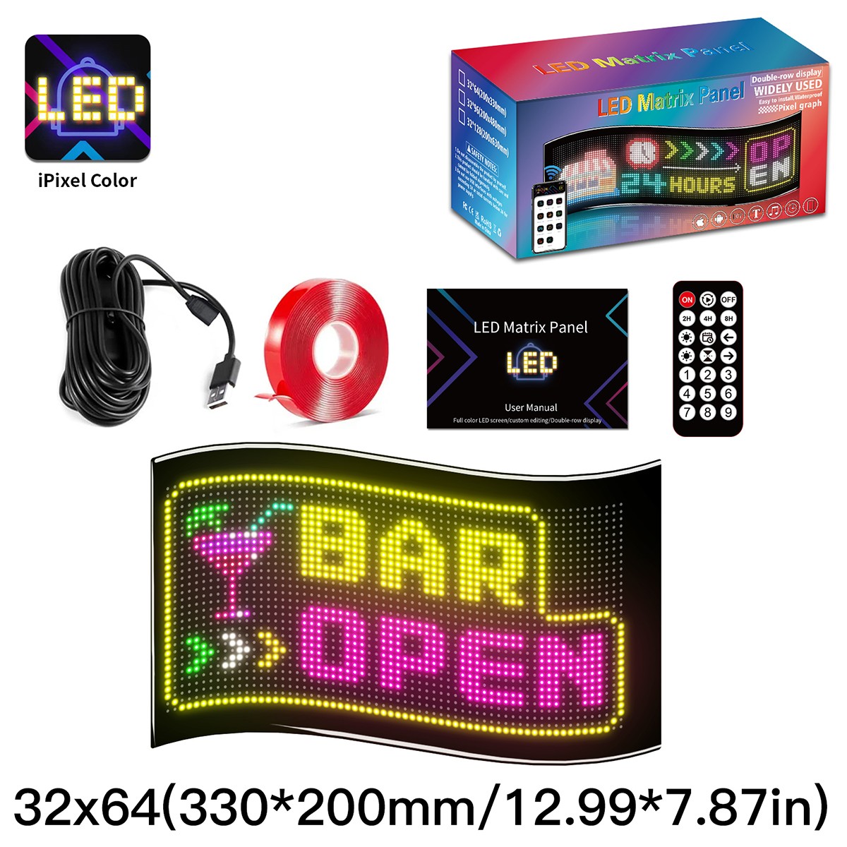279b8b_glb_106_0008 GLOBOSTAR® MATRIX GLB-106-0008 Εύκαμπτη Κυλιόμενη Ψηφιακή Επιγραφή 33x20cm P4.5 64x32 Pixel LED 10W AC 220-240V Αδιάβροχο IP65 Πολύχρωμο RGB - Bluetooth Control μέσω iPIXEL APP - Μ33 x Π0.4 x Υ20cm - 2 Χρόνια Εγγύηση - Image 1