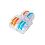 GloboStar® FAST-CONNECT 69909 Διπλή σε Τετραπλή Κλέμα Ταχείας Σύνδεσης & Διακλάδωσης Καλωδίων - 2 x Είσοδοι & 4 x Έξοδοι με Συμβατή Διατομή Καλωδίων 0.08mm² έως 2.5mm² - 250V/4KV 32A Max - Μ2.6 x Π4 x Υ1.5cm - Διάφανο με Πορτοκαλί & Μπλε - Πακέτο 5 Τεμαχίων - 5 Years Warranty - Image 2