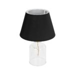 GLOBOSTAR® TRANS 204-0054 Μοντέρνο Επιτραπέζιο Φωτιστικό Πορτατίφ με Ντουί 1 x E27 AC 220-240V IP20 - Διάφανο & Μαύρο - Μ22 x Π22 x Υ34cm - Image 2