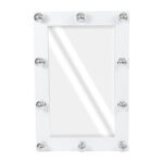 GloboStar® MAKEUP MIRROR-60x90-4 Μοντέρνος Καθρέπτης Μακιγιάζ με Πλαίσιο Φυσικού Ξύλου με Διακόπτη On/Off 10 x E27 AC220-240V - Μ60 x Π7 x Υ90cm - Λευκή Λάκα - Image 3