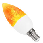 GLOBOSTAR® CANDLE 76074 Λάμπα Κεράκι E14 C37 LED 5W 250lm 260° AC 220-240V IP20 Πορτοκαλί 2200K με Εφέ Φλόγας - Λευκό Γαλακτερό - Μ3.7 x Π3.7 x Υ10.4cm - 2 Χρόνια Εγγύηση - Image 2