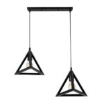 GLOBOSTAR® TRIANGLE 00611 Μοντέρνο Κρεμαστό Φωτιστικό Οροφής με Ντουί 2 x E27 AC 220-240V IP20 - Μαύρο - Μ60 x Π22 x Y130cm - Image 2