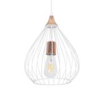GLOBOSTAR® RADIARO 201-0014 Vintage Κρεμαστό Φωτιστικό Οροφής με Ντουί 1 x E27 AC 220-240V IP20 - Λευκό & Χάλκινο - Μ26 x Π26 x Υ35cm - Image 2