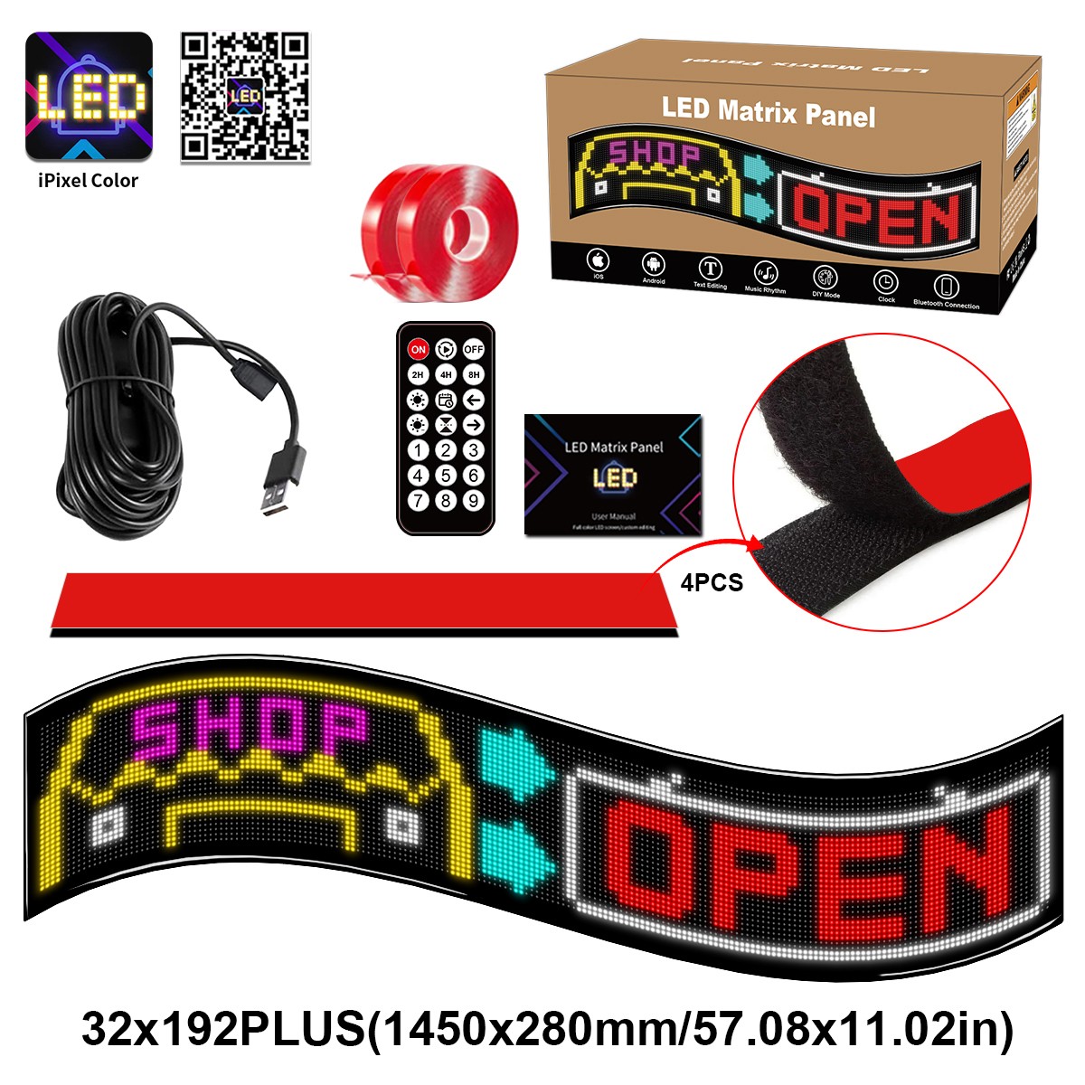 32164e_glb_106_0012_1 GLOBOSTAR® MATRIX GLB-106-0012 Εύκαμπτη Κυλιόμενη Ψηφιακή Επιγραφή 145x28cm P7 192x32 Pixel LED 20W AC 220-240V Αδιάβροχο IP65 Πολύχρωμο RGB - Bluetooth Control μέσω iPIXEL APP - Μ145 x Π0.4 x Υ28cm - 2 Χρόνια Εγγύηση - Image 1