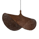 GLOBOSTAR® CUBA 01770 Boho Κρεμαστό Φωτιστικό Οροφής με Ντουί 1 x E27 AC 220-240V IP20 - Καφέ - Μ100 x Π100 x Y55cm - Image 2