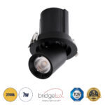 GLOBOSTAR® VIRGO-S 60305 Χωνευτό Κινούμενο Downlight Σποτ LED 7W 875lm 36° AC 220-240V IP20 Θερμό Λευκό 2700K - Bridgelux COB Chip & TÜV SÜD Driver - Μαύρο Ματ - Μ9 x Π9 x Υ9cm / Q7.8cm - 5 Χρόνια Εγγύηση - Image 2
