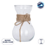 GloboStar® LUCY 35610 Διακοσμητικό Βάζο Γυάλινο Διάφανο με Σχοινί Φ8.8 x Υ13.8cm
