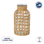 GloboStar® MANDY 35626 Διακοσμητικό Βάζο Γυάλινο Διάφανο με Μπαμπού Φ10.5 x Υ20cm