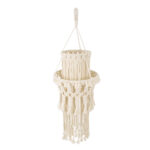 GloboStar® 36200 ETHIOPIA Boho Καπέλο Φωτιστικού- Μακραμέ Πλεκτό Χειροποίητο Μπεζ Βαμβακερό Νήμα - Μ30 x Π30 x Υ90cm - Image 4