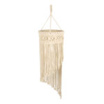 GloboStar® 36203 TUNISIA Boho Καπέλο Φωτιστικού- Μακραμέ Πλεκτό Χειροποίητο Μπεζ Βαμβακερό Νήμα - Μ30 x Π30  x Υ120cm - Image 4