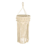 GloboStar® 36205 UGANDA Boho Καπέλο Φωτιστικού- Μακραμέ Πλεκτό Χειροποίητο Μπεζ Βαμβακερό Νήμα - Μ25 x Π25  x Υ70cm - Image 4