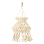GloboStar® 36212 LIBYA Boho Καπέλο Φωτιστικού- Μακραμέ Πλεκτό Χειροποίητο Μπεζ Βαμβακερό Νήμα - Μ30 x Π30  x Υ50cm - Image 3