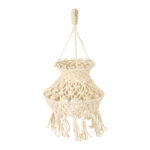 GloboStar® 36212 LIBYA Boho Καπέλο Φωτιστικού- Μακραμέ Πλεκτό Χειροποίητο Μπεζ Βαμβακερό Νήμα - Μ30 x Π30  x Υ50cm - Image 4