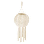 GloboStar® 36214 EGYPT Boho Καπέλο Φωτιστικού- Μακραμέ Πλεκτό Χειροποίητο Μπεζ Βαμβακερό Νήμα - Μ30 x Π30  x Υ75cm - Image 4