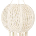 GloboStar® 36214 EGYPT Boho Καπέλο Φωτιστικού- Μακραμέ Πλεκτό Χειροποίητο Μπεζ Βαμβακερό Νήμα - Μ30 x Π30  x Υ75cm - Image 5