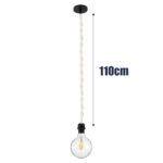 GLOBOSTAR® SHAQRA 36216 Μοντέρνο Κρεμαστό Φωτιστικό Οροφής με Ντουί 1 x E27 AC 220-240V IP20 - Μπεζ & Μαύρο - Μ4 x Π4 x Υ110cm - Image 3