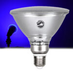 GLOBOSTAR® GARDENPAR 60231 Σποτ E27 PAR38 Σκληρού Υάλου LED 18W 1200lm 60° AC 220-240V Αδιάβροχο IP65 Μπλε - Lumileds SMD Chip - Μ12 x Π12 x Υ13cm - 3 Χρόνια Εγγύηση - Image 2