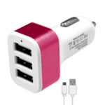 Globostar® 79504 Ροζ Φορτιστής Αυτοκινήτου DC 12-24V με 3 Εξόδους USB DC 5V Max 3.1A 20W και Καλώδιο USB σε Type-C - Image 2