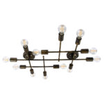 GLOBOSTAR® PIPING 00669-1 Vintage Φωτιστικό Οροφής με Ντουί 12 x E27 AC 220-240V IP20 - Μπρούτζινο - Μ78.5 x Π9.5 x Υ64cm - Image 2