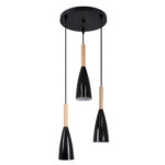 GLOBOSTAR® DILLON 00626 Μοντέρνο Κρεμαστό Φωτιστικό Οροφής με Ντουί 3 x E27 AC 220-240V IP20 - Μαύρο & Μπεζ - Μ26 x Π26 x Υ130cm - Image 2