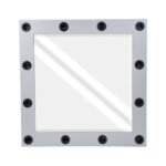 GloboStar® MAKEUP MIRROR-80x80-3 Μοντέρνος Καθρέπτης Μακιγιάζ με Πλαίσιο Φυσικού Ξύλου με Διακόπτη On/Off 12 x E27 AC220-240V - Μ80 x Π7 x Υ80cm - Γκρι Τσιμέντου - Image 4
