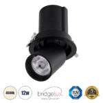GLOBOSTAR® VIRGO-M 60308 Χωνευτό Κινούμενο Downlight Σποτ LED 12W 1560lm 36° AC 220-240V IP20 Φυσικό Λευκό 4500K - Bridgelux COB Chip & TÜV SÜD Driver - Μαύρο Ματ - Μ11 x Π11 x Υ11.5cm / Q9.5cm - 5 Χρόνια Εγγύηση - Image 2