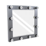 GloboStar® MAKEUP MIRROR-80x80-6 Μοντέρνος Καθρέπτης Μακιγιάζ με Πλαίσιο Φυσικού Ξύλου με Διακόπτη On/Off 12 x E27 AC220-240V - Μ80 x Π7 x Υ80cm - Γκρι Ανθρακί - Image 2