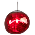 GLOBOSTAR® DIXAR 00763 Μοντέρνο Κρεμαστό Φωτιστικό Οροφής με Ντουί 1 x E27 AC 220-240V IP20 - Κόκκινο & Ασημί - Μ36 x Π36 x Υ45cm - Image 2
