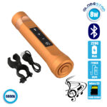 LED Φακός Επαναφορτιζόμενος 8W 800lm Χρυσός POWERBANK με Βάση Στήριξης Ποδηλάτου και Υποδοχές SD Card - USB με Ηχείο 3W Bluetooth GloboStar 06209