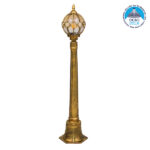 GloboStar® ETOILE 00985 Vintage Φωτιστικό Κολωνάκι Κήπου Μονόφωτο 1 x E27 Μπρονζέ Χρυσό Μεταλλικό Πλέγμα με Μελί Γυάλινη Μπάλα D18 x H102cm
