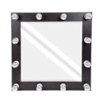 GloboStar® MAKEUP MIRROR-80x80-2 Μοντέρνος Καθρέπτης Μακιγιάζ με Πλαίσιο Φυσικού Ξύλου με Διακόπτη On/Off 12 x E27 AC220-240V - Μ80 x Π7 x Υ80cm - Καφέ Wenge - Image 3