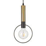 GLOBOSTAR® OLVERO 00772 Μοντέρνο Κρεμαστό Φωτιστικό Οροφής με Ντουί 1 x E27 AC 220-240V IP20 - Μαύρο & Χρυσό - Μ18 x Π4 x Y38cm - Image 2