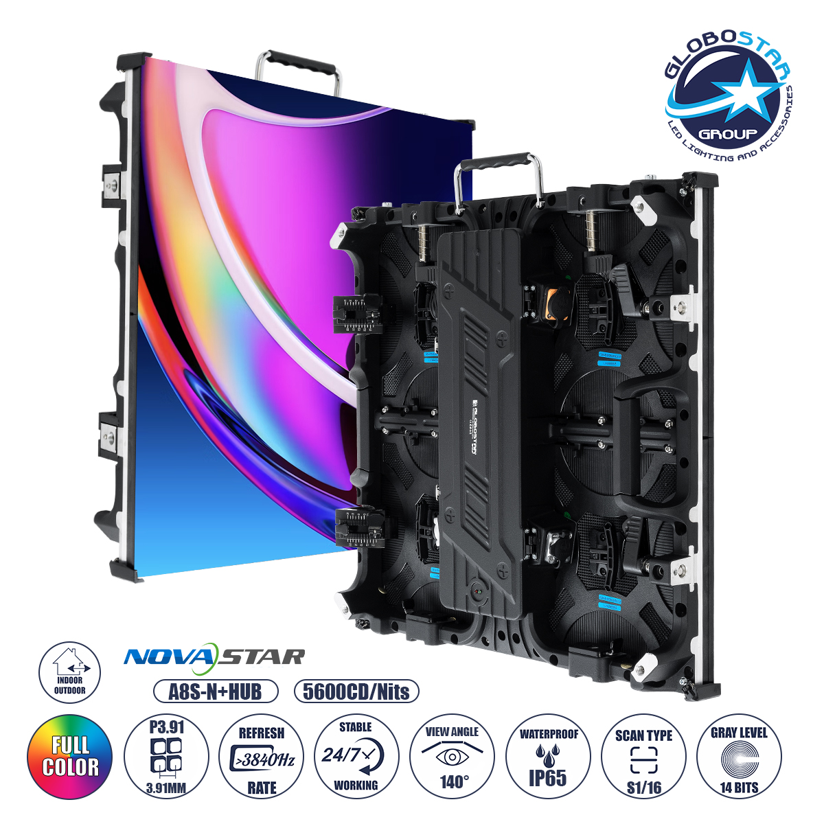 41002_1 GLOBOSTAR® LUMOWALL 41002 Κυρτή Οθόνη Video Wall P3.91 Καμπίνα 50x50cm LED 180W 3840Hz 16384 Dots ≥5600cd/㎡ Nits AC 220-240V Εξωτερικού Χώρου IP65 Full Color S1/16 14Bits - Κάρτα NovaStar A8S-N+HUB - Curved -10/+15 Angle - Προστατευτικά Γωνιών - Nationstar SMD1921 & CZCL Driver - Μ50 x Π8.5 x Υ50cm - 2 Χρόνια Εγγύηση - Image 1