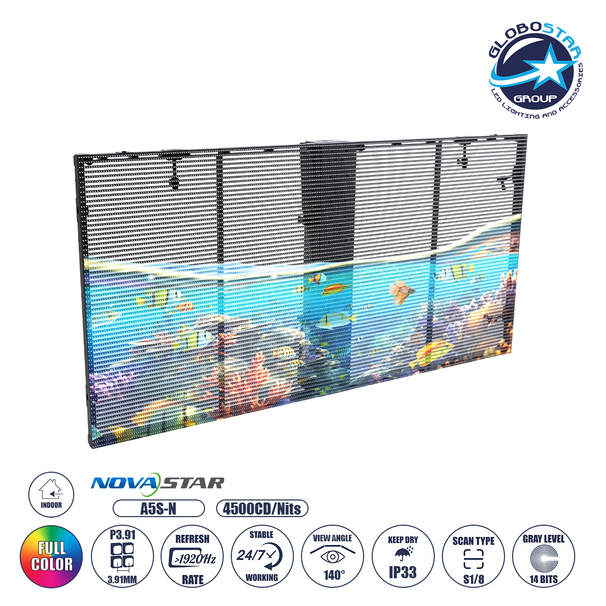 41005_1 GLOBOSTAR® OPTILED 41005 Διάφανη Οθόνη Video Wall P3.91 Καμπίνα 100x50cm LED 110W 3840Hz 32768 Dots ≥4500cd/㎡ Nits AC 220-240V Εσωτερικού Χώρου IP31 Full Color S1/8 14Bits - Κάρτα NovaStar A5S-N - Nationstar SMD1921 & Yuanchi Driver - Μ100 x Π7.5 x Υ50cm - 2 Χρόνια Εγγύηση - Image 1
