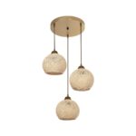 GLOBOSTAR® YASAM 203-0024 Vintage Κρεμαστό Φωτιστικό Οροφής με Ντουί 3 x E27 AC 220-240V IP20 - Μπεζ & Χρυσό - Μ42 x Π42 x Υ54cm - Image 2