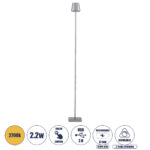 GLOBOSTAR® NEGA 60480 Μοντέρνο Επιδαπέδιο Φωτιστικό LED 2.2W 154lm 360° DC 5V με USB 2.0 με Επαναφορτιζόμενη Μπαταρία Li-ion 3.7V 4000mAh IP44 Θερμό Λευκό 2700K με Αφή Dimmable - Lumileds SMD Chip - Ασημί - Μ10 x Π10 x Υ135cm - 2 Χρόνια Εγγύηση - Image 2