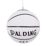 GLOBOSTAR® SPALDING NBA 01031 Παιδικό Κρεμαστό Φωτιστικό Οροφής με Ντουί 1 x E27 AC 220-240V IP20 - Λευκό & Μαύρο - Μ25 x Π25 x Υ25cm - Image 2