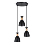 GLOBOSTAR® AVA 61572 Μοντέρνο Κρεμαστό Φωτιστικό Οροφής με Ντουί 3 x E27 AC 220-240V IP20 - Μαύρο & Μπεζ - Μ35 x Π35 x Υ130cm - Image 2