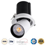 GLOBOSTAR® VIRGO-B 60310 Χωνευτό Κινούμενο Downlight Σποτ LED 20W 2600lm 36° AC 220-240V IP20 Φυσικό Λευκό 4500K - Bridgelux COB Chip & TÜV SÜD Driver - Λευκό & Μαύρο Ματ - Μ13.5 x Π13.5 x Υ14cm / Q11.5cm - 5 Χρόνια Εγγύηση - Image 2