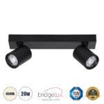 GLOBOSTAR® LEONARDO 60346 Μοντέρνο Φωτιστικό Οροφής LED 20W 2400lm 60° AC 220-240V IP20 Φυσικό Λευκό 4500K - Bridgelux COB - Μαύρο - Μ32 x Π7 x Υ11.8cm - 5 Χρόνια Εγγύηση - Image 2