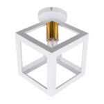GLOBOSTAR® CUBE 00800 Μοντέρνο Φωτιστικό Οροφής με Ντουί 1 x E27 AC 220-240V IP20 - Λευκό & Χρυσό - Μ25 x Π25 x Υ25cm - Image 2