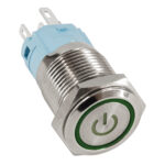 GloboStar® 70772 LED Φωτιζόμενος Διακόπτης Χωνευτός - Μπουτόν On/Off Ανοξείδωτος AC 220-240V Αδιάβροχο IP67 Φ18mm με Angel Eye Πράσινο - Image 3